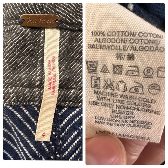 Free People Striped Harem Pants Womens 4 Blue High Rise Relaxed Cropped Bohemian - Picture 6 of 16